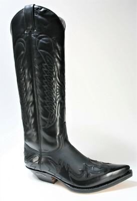 17354 Sendra Boots Cowboy Boots Hochschaft Flora Black Welted