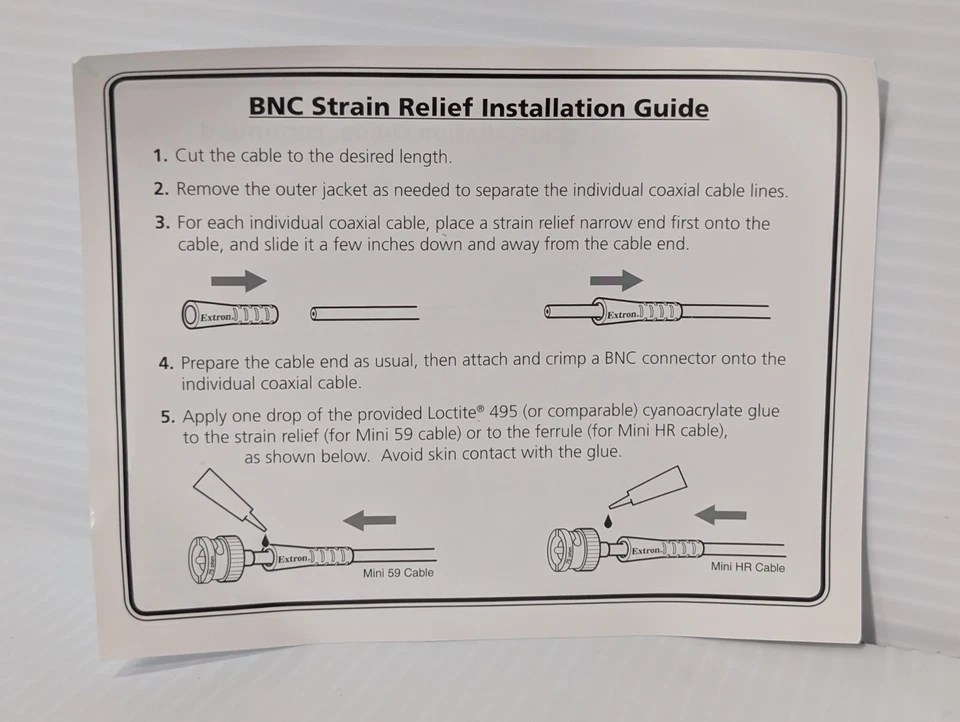 Lote de 8 Kit de instalación de alivio de tensión de cable Extron Electronics BNC, NUEVO EN CAJA Foto 4 de 4