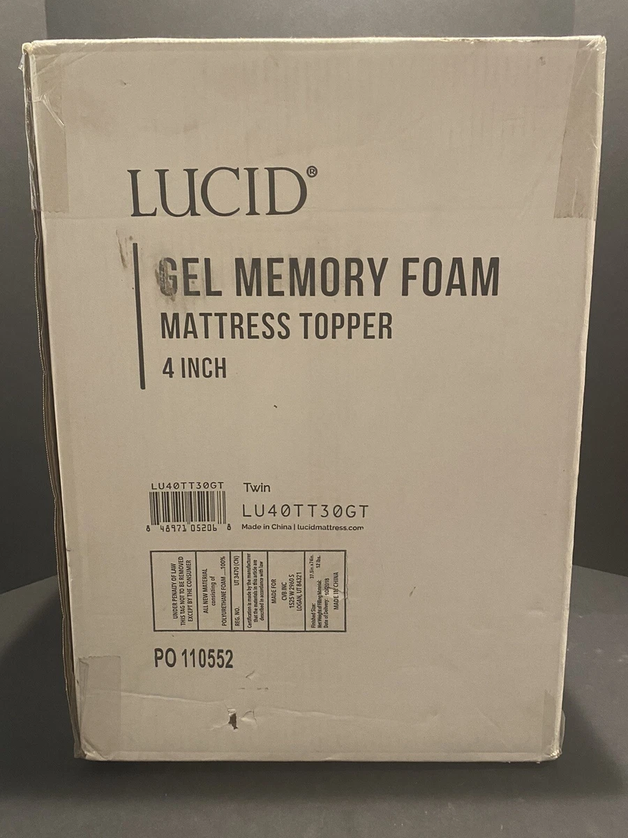 LUCID 4 Inch Gel Memory Foam Mattress Topper Ventilated Design
