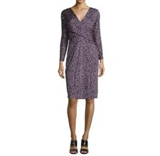 Tory Burch Silk Interlock Twist Dress in Red Confetti Print, Size S