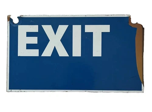 Vintage Blue EXIT Sign Dorney Park RARE EMPLOYEE ONLY Roller Coaster Porcelain