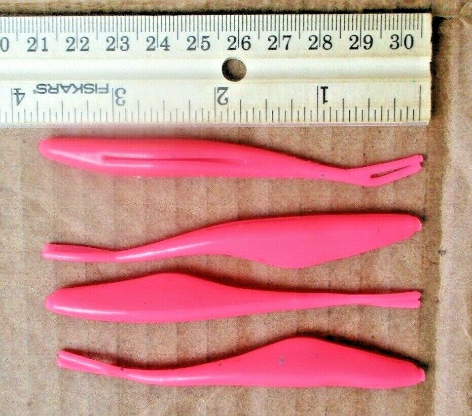 20ct BUBBLEGUM PINK 3.8" Baby SUPER FLUKES Bass Fishing Baits Saltwater Lures - Image 4