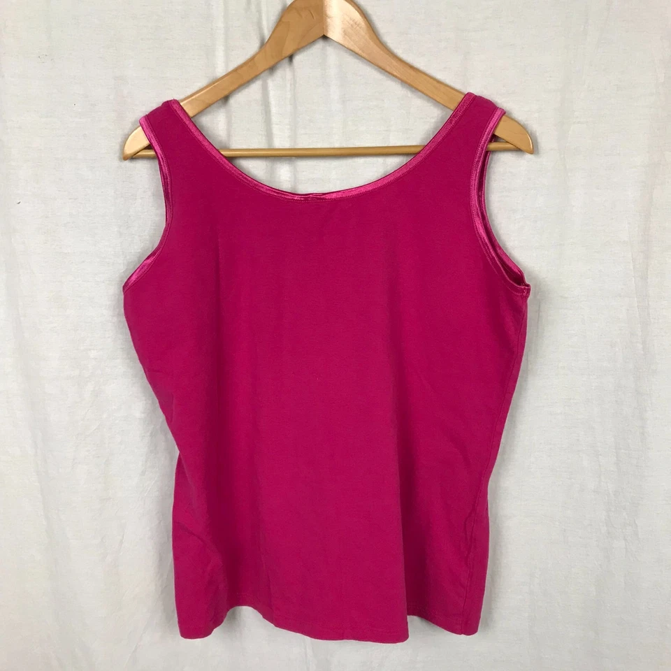 Camiseta sin mangas Jason Maxwell para mujer cuello redondo concha rosa liso mezcla de algodón talla 1X Foto 3 de 4