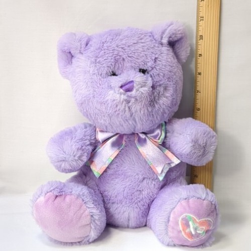 Hugfun Purple Plush Bear Lavender Lilac Easter Teddy Bear XO Heart Hug Fun - Picture 3 of 11