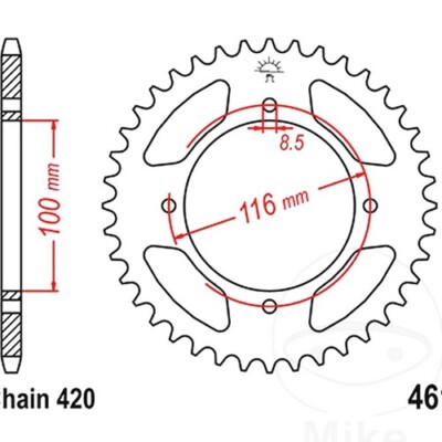 JT Rear Sprocket 52 Tooth 420 Pitch JTR461.52 For Kawasaki KX 85