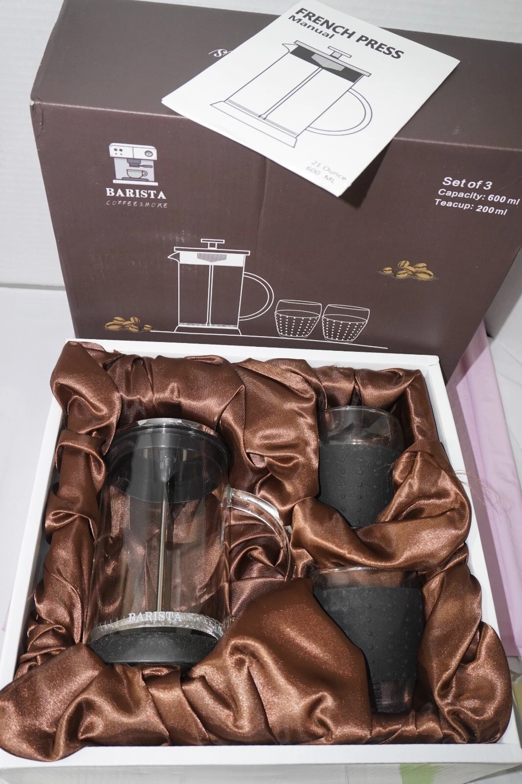 Barista French press coffee set of 3 (2 cups)