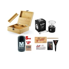 large bamboo smoking storage box rolling tray+electric grinder+raw loader+jar