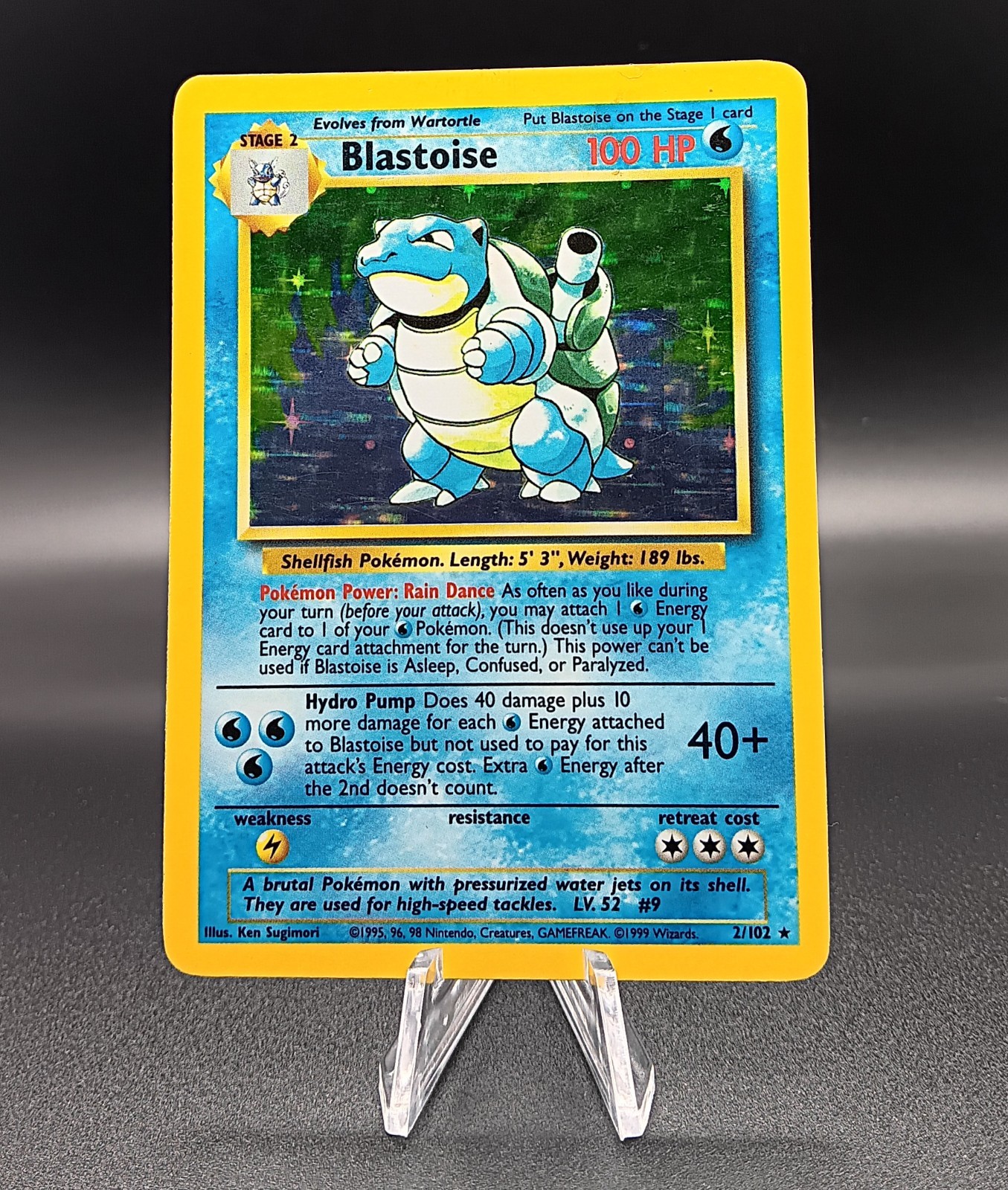Blastoise 2/102 Holo Rare Base Set Pokemon TCG Card Lightly Played