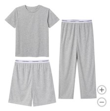 XS Calvin Klein Boys 3 Piece Sleep Set Grey COZY EXTRA SMALL  5/6 