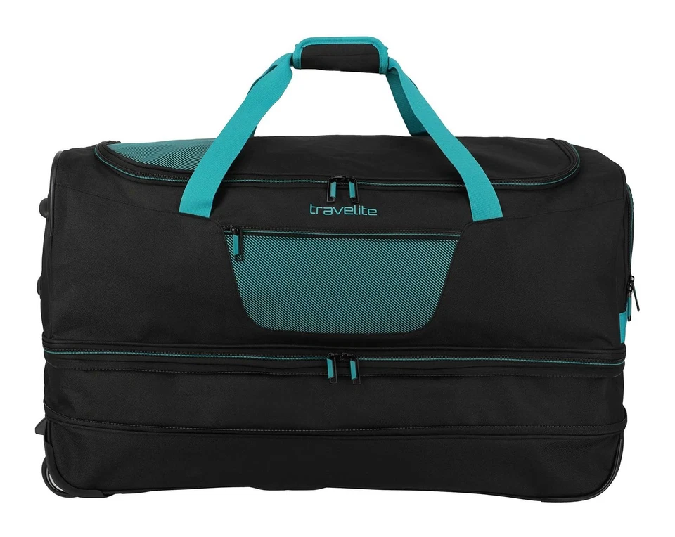 travelite Basics Wheeled Duffle Expandable L Reisetasche Black / Petrol schwarz - Bild 2 von 4