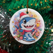 Tralalero Tralala Ceramic Christmas Ornament - Brainrot Xmas Tribute Keepsake