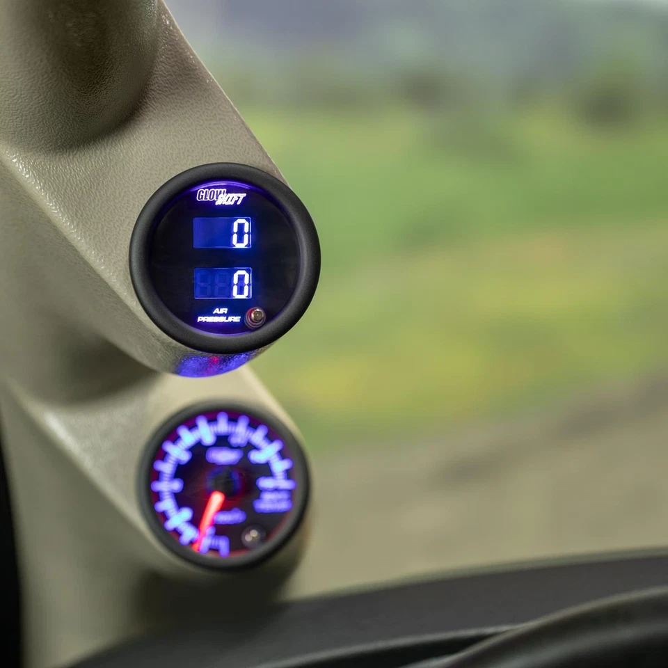 GLOWSHIFT TINTED FACE DUAL DIGITAL AIR PRESSURE AIR RIDE SUSPENSION GAUGE 52mm - Image 3 of 4