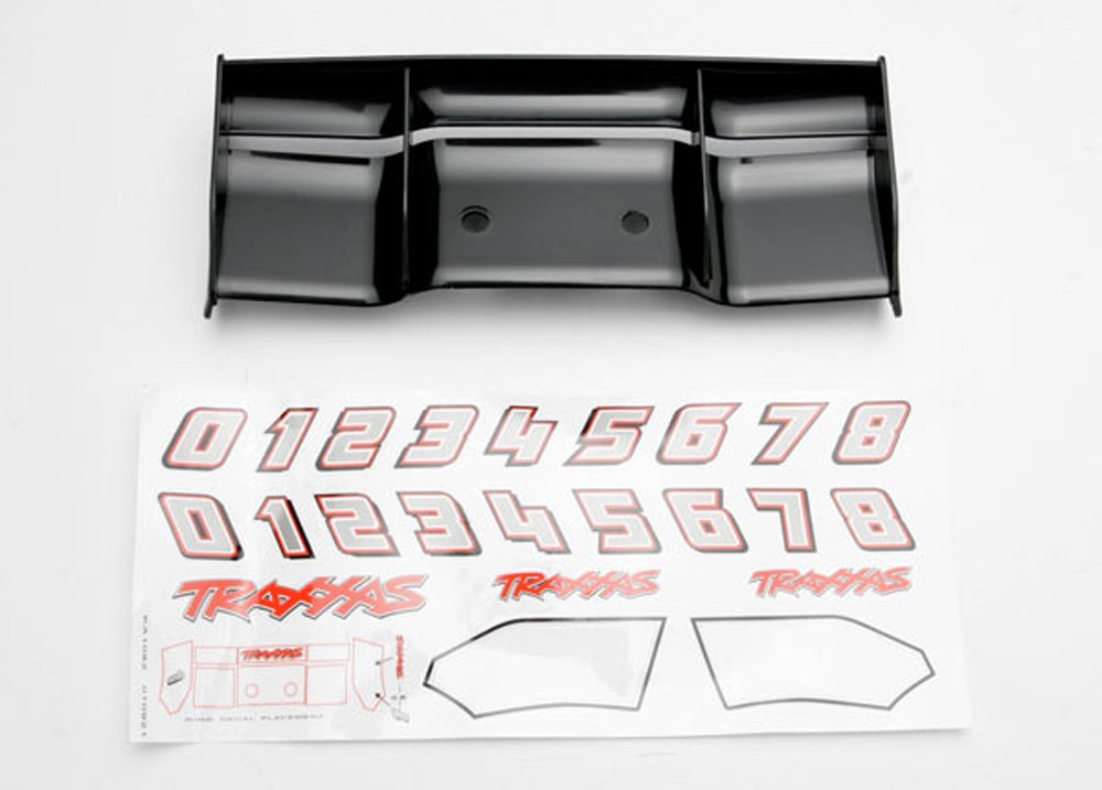 Traxxas 1/10 E-Revo Brushless *WING MOUNT, BLACK PLASTIC WING & DECALS * Spoiler