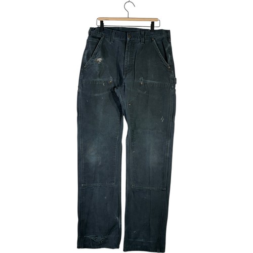 Vintage Carhartt Distressed Faded Double Knee Pants Black Men's 34x33