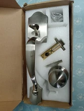 Elemake Front Door Handle W/Door Knob Interior Exterior Reversible Lever No Lock