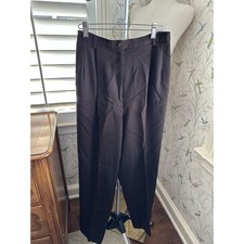 Vtg JH Collectibles Womens Pants Wool Trouser Pleated Front Brown USA 10