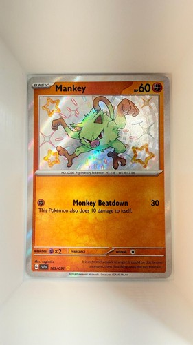 Pokemon Mankey Paldean Fates 169/091 Holo Shiny Rare
