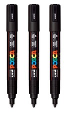 PC-5M Water-Based Paint Markers, Reversible Medium Tip 1.8-2.5mm , Black, 3 ...