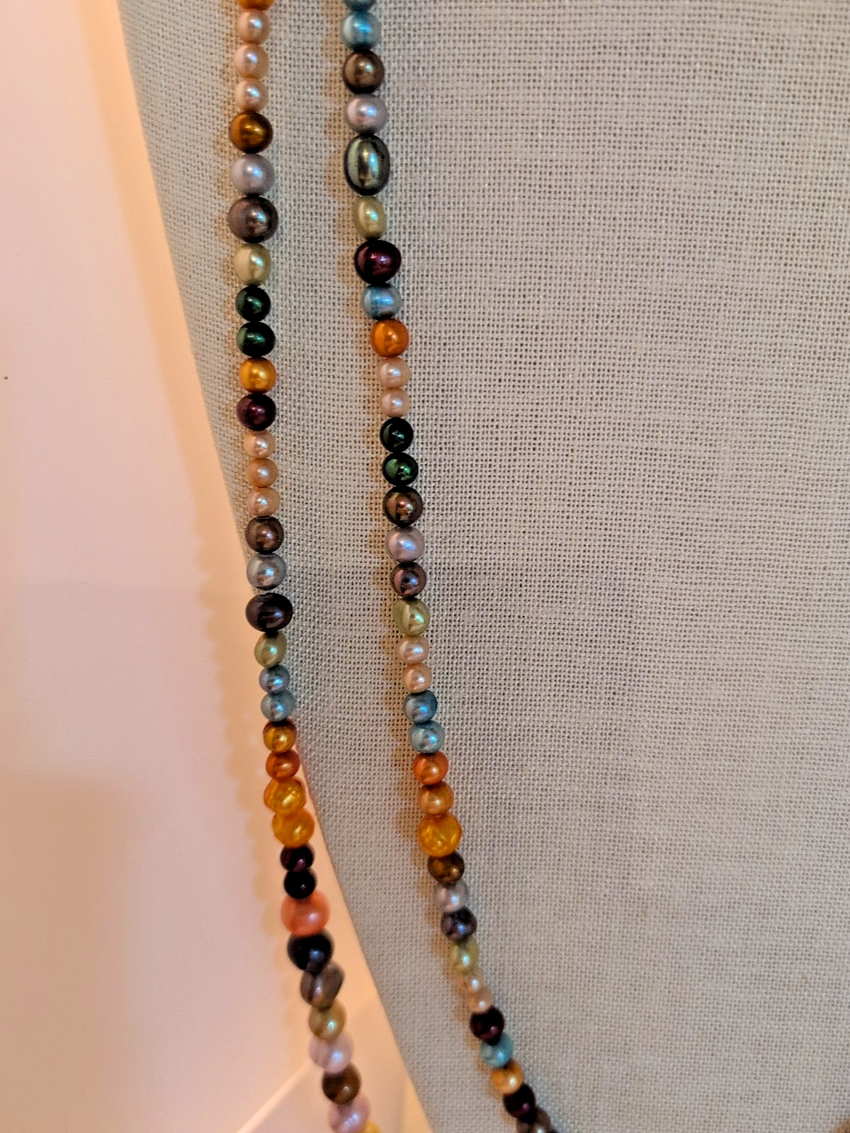 Multi Colored Bead Pearl Long Continuous Necklace… - image 4