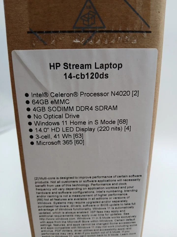 HP Stream 14-cb120ds 14" Laptop Intel Celeron 1.1 Ghz 4 GB Ram 64 GB HDD - Image 4 of 4