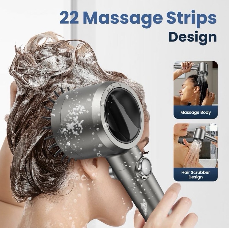 JOMST Handheld Shower Head High Pressure Filtered 4 Spray Water Stop Chrome