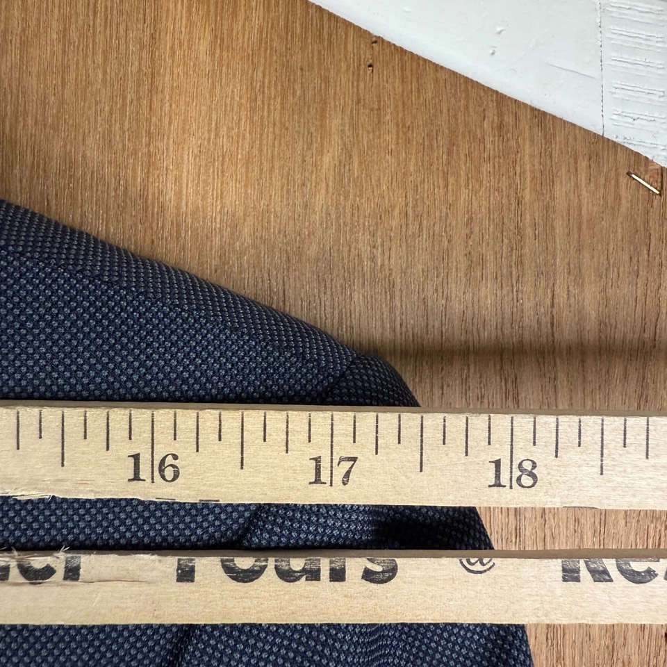 Tom James Suit Mens 38L Navy Blue Birdseye 3 Button Holland Sherry Wool Canvas - Image 4 of 4