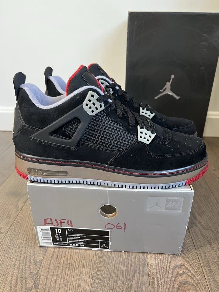 NIKE AIR JORDAN AJF 4 FUSION RETRO "BRED" (2009) SIZE 10 - Image 2 of 4