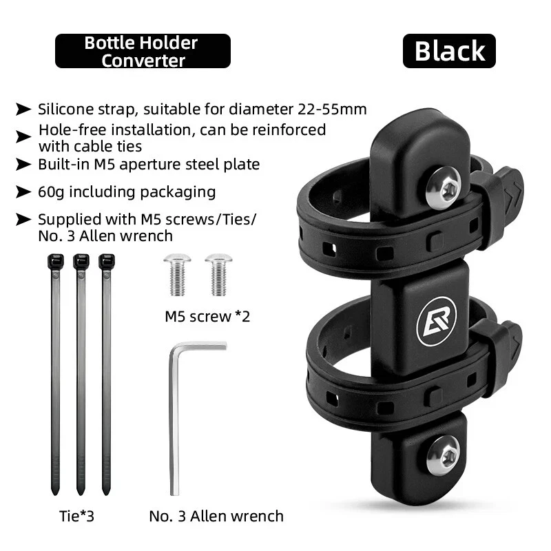Adaptador de montaje en jaula para botellas de bicicleta ROCKBROS Soporte de silicona Correa Soporte para hervidor de agua Foto 4 de 4