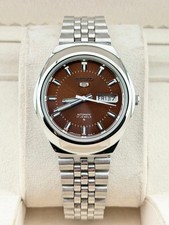 Seiko 5 Automatic Watch Brown Dial Men's Wristwatch 6309 Japan Movement Vintage
