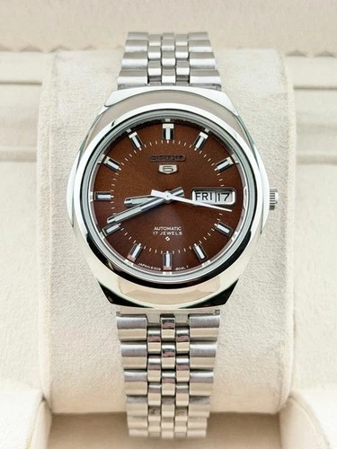 Seiko 5 Automatic Watch Brown Dial Men's Wristwatch 6309 Japan Movement Vintage