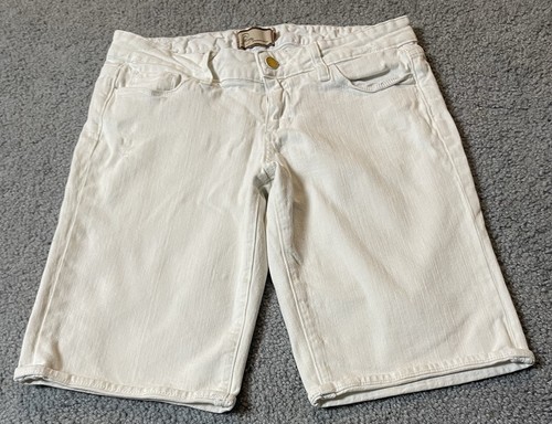 Paige USA Bermuda Jean Shorts Women’s 28 White Leather Logo Athleisure Classic