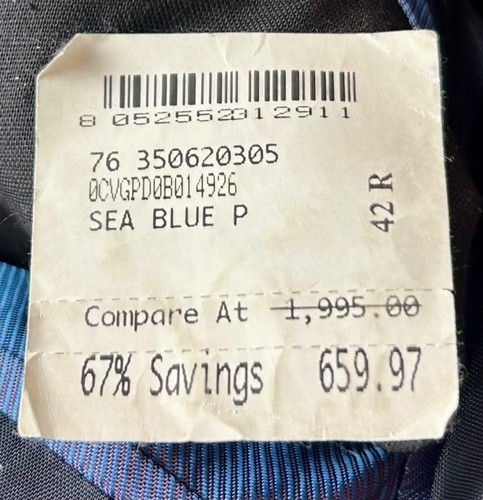 Armani Collezioni Blazer Mens 42R G-Line Sea Blue Natural Stretch Wool Italy - Picture 5 of 12