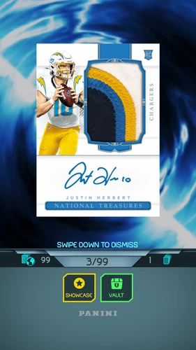 JUSTIN HERBERT 2020 NATIONAL TREASURES RPA 3/99 PANINI BLITZ *DIGITAL CARD*