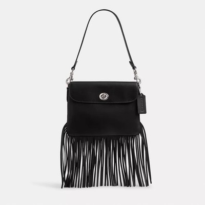 Coach 1941 ReEdition 1964 Black Fringe Crossbody Bag Glovetanned Coach 1941 ReEdition 1964 Black Fringe Crossbody Bag Glovetanned