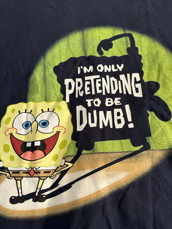 Vintage Nickelodeon Tshirt Mens Large Cartoon Tv Show Y2K Ringer SpongeBob 2002 - Image 2 of 4