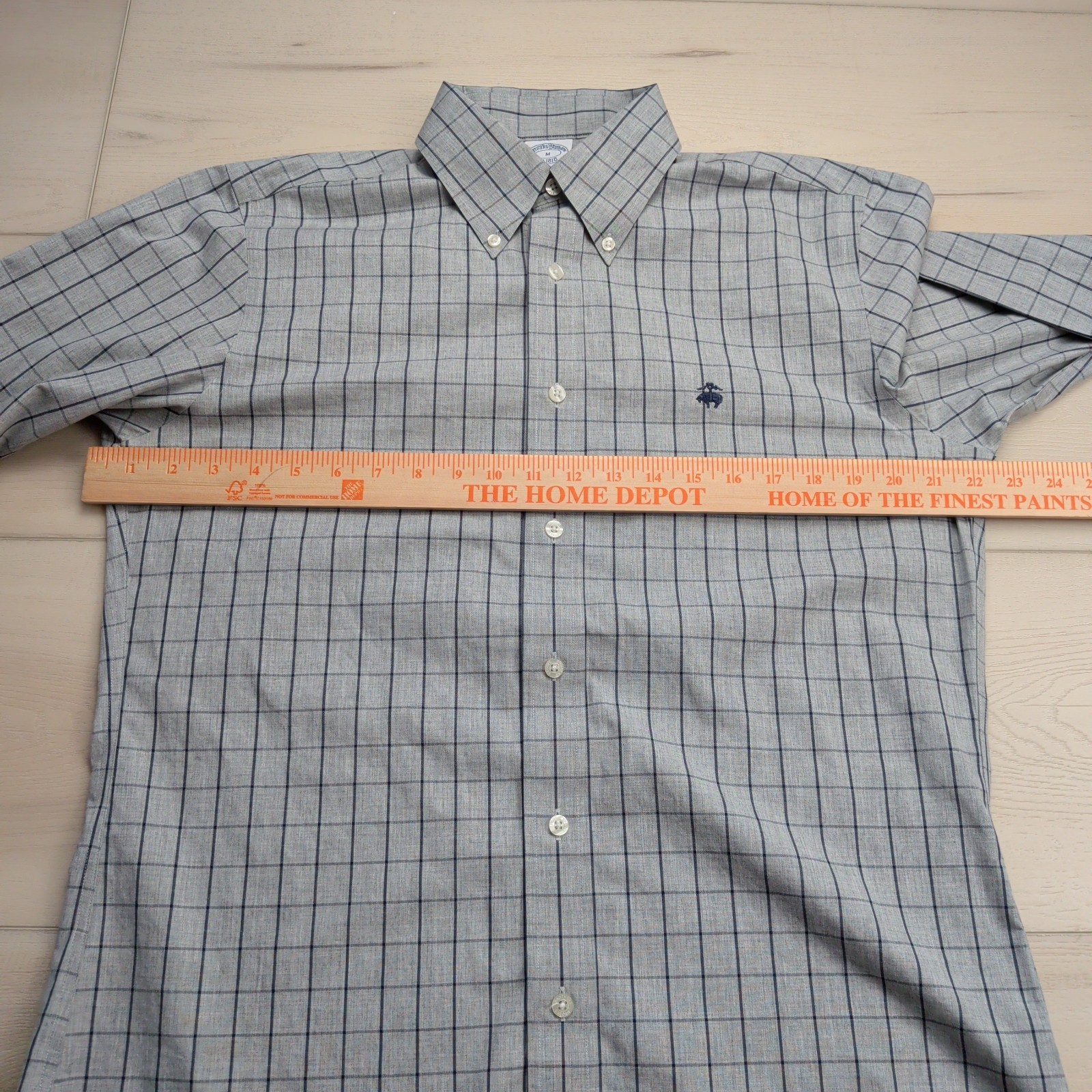 Brooks Brothers Regent Shirt Mens M Non-Iron Gray Blue Windowpane Long Sleeve thumbnail 6