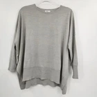 Mersea Armour Sweater Gray Womens One Size Striped Heart Elbow Patch