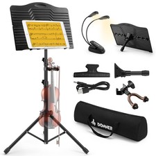 Donner DMS-1 Metal Sheet Music Stand 17 10.7 inch With Light Portable Carry Bag