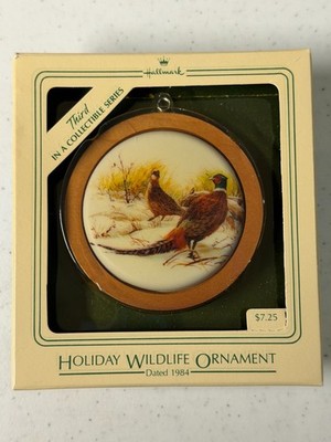 Ring Neck Pheasants 1984 Hallmark Holiday Wildlife Ornament Vintage