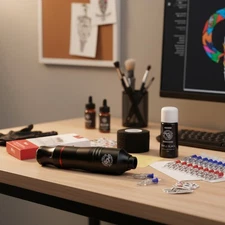 User-Friendly Atom Wireless Tattoo Machine Kit - 20 Needles for Lining & Shading