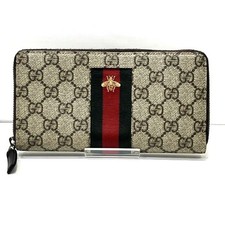 Gucci GG Supreme Bee Canvas Long Zip Wallet - DUTY FREE