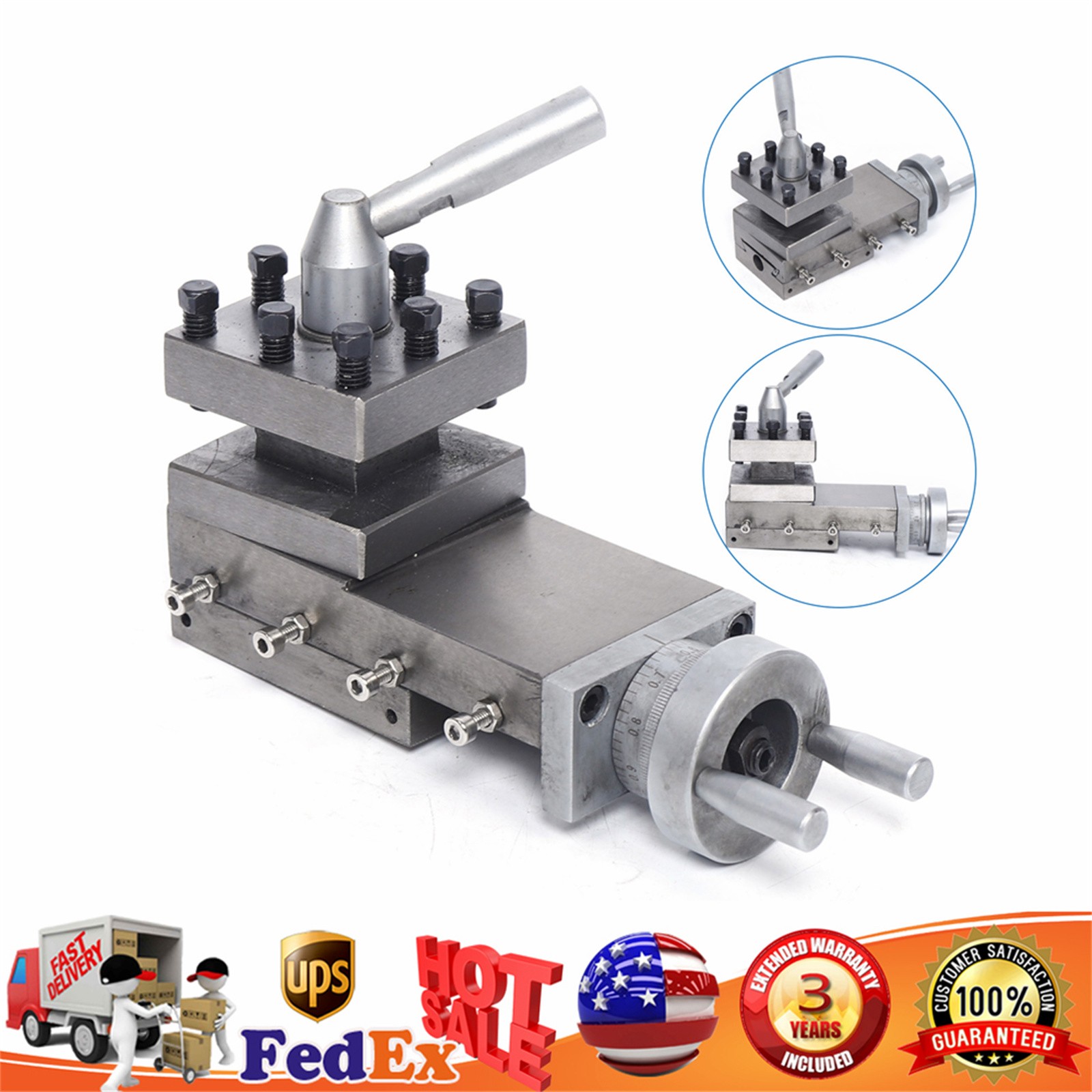 90mm Metal Lathe Cross Slide and Tool Holder Tool Compound Lathe Parts Stroke