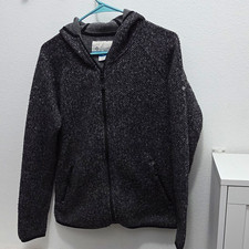 Columbia Gray Heathered Full Zip Hooded Fleece Hoodie L Regular Pockets