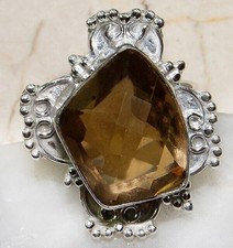 5CT Natural Smoky Topaz 925 Solid Sterling Silver Ring Jewelry Sz 8 @B9-9