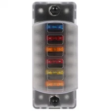 6 Way Blade Fuse Box Block Waterproof Cover With 12 Blade Fuses For Marine Car