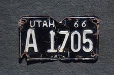 1966 Utah MOTORCYCLE License Plate
