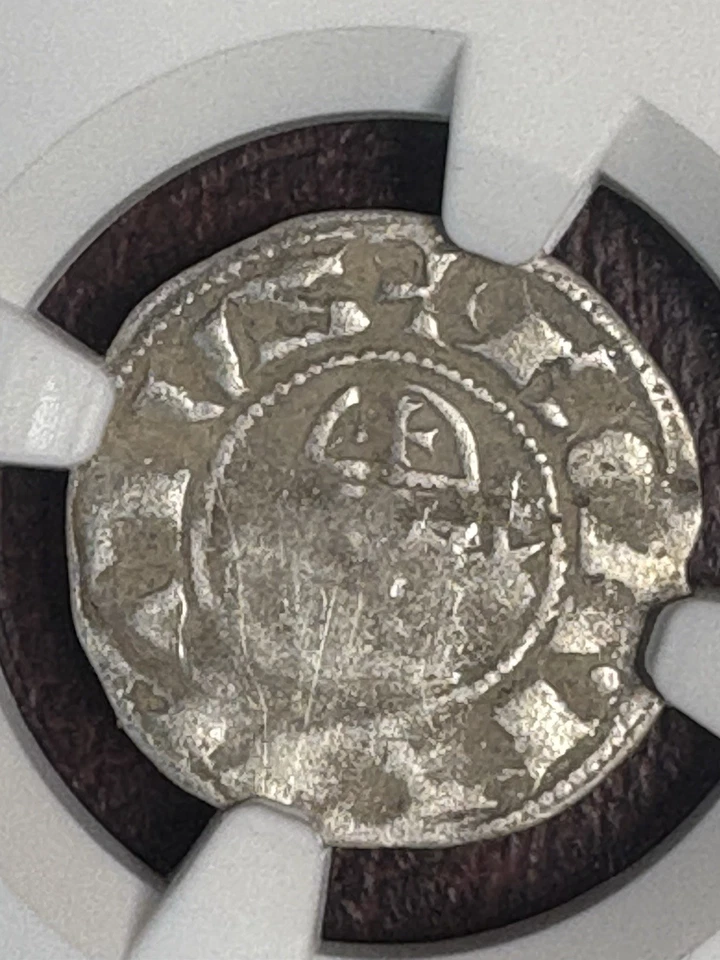 CRUZADOS, Antioquía. Bohemond III, mayoría. Denier de plata CC204 1163-1188AD NGC Foto 3 de 4
