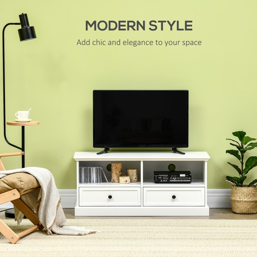 HOMCOM TV Stand with Drawers Shelves and Cable Management, for 45" TVs, White - Picture 6 of 11