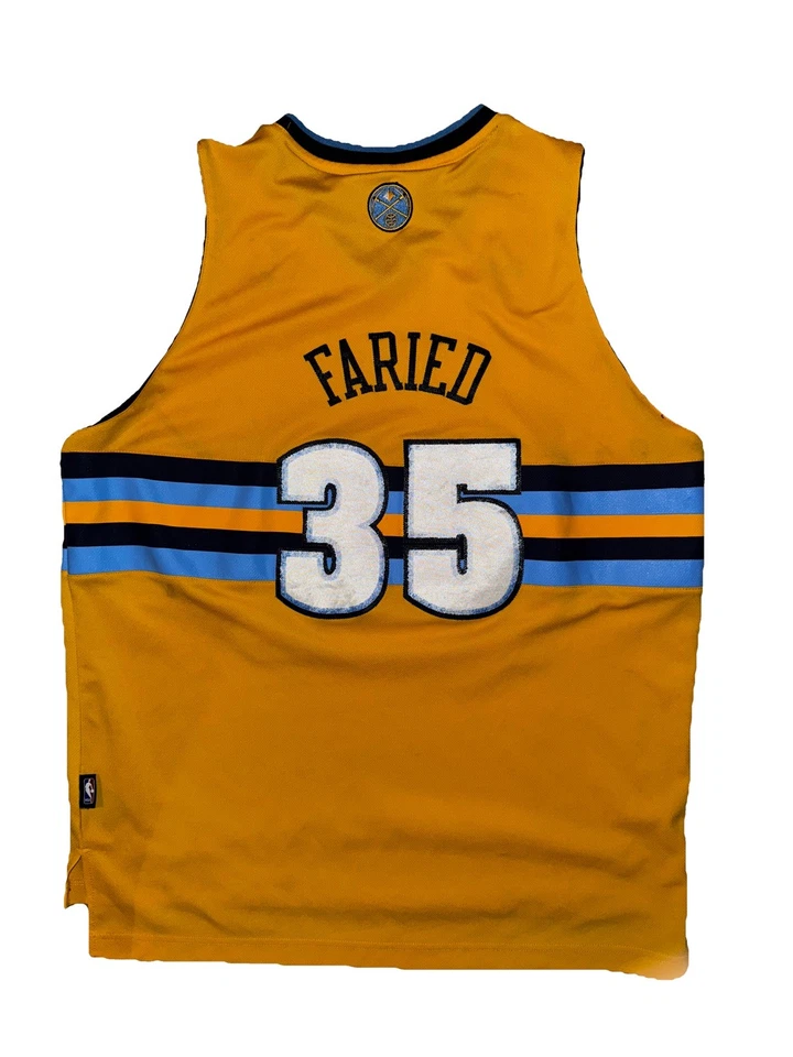 Camiseta Kenneth Faried #35 Denver Nuggets Juvenil Pequeña Amarilla Adidas Niños Foto 2 de 4
