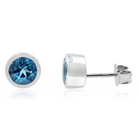 Cavill Ohrringe Damen 1,8Ct Topas Silber 925 Rhodiniert Blau Rund